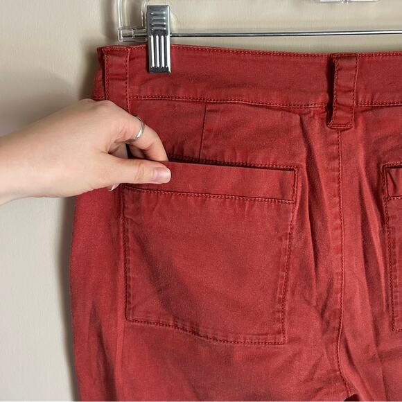 CAbi Burnt Orange Mid-Rise Straight Leg Pockets Center Seam Khaki Pants Size 10 - Picture 8 of 13